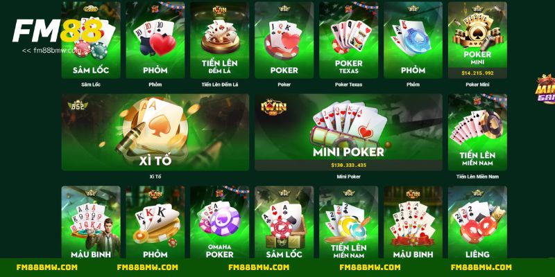 Các sản phẩm có tại sảnh game bài